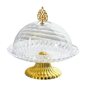 Supports à gâteaux décoratifs en métal avec couvercle en verre, qualité supérieure, présentoir rond pour desserts, fournitures pour gâteaux de mariage et d'anniversaire à domicile - Product Image 6