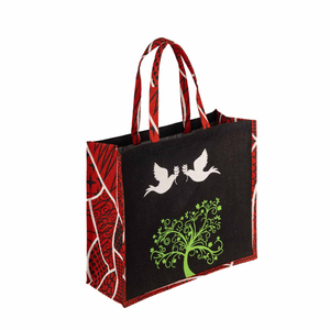 Beach Vibes Fashion Jute Tote <b>Bag</b> with PP Webbing Handles <b>Medium</b> <b>Size</b> Geometric Pattern Zipper Closure Outdoor Use - Product Image 2