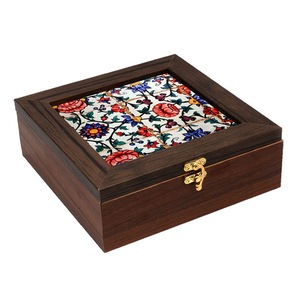 Natural Brown Square Jewelry Organizer <b>Box</b> with Lid Handmade Wooden Storage Case Decorative Ring <b>Earring</b> Necklace <b>Holder</b> - Product Image 1