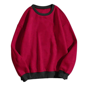 Pull-over en tricot surdimensionné bleu clair unisexe, col rond, sweat-shirt décontracté, couleur unie, vêtements d'automne - Product Image 4