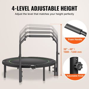 Trampolino Pieghevole da 52 Pollici, Silenzioso e Stabile, Rebounder per Fitness, Carico Massimo 450 libbre, Trampolino per Esercizi con 4 Supporti e Altri Accessori - Product Image 4