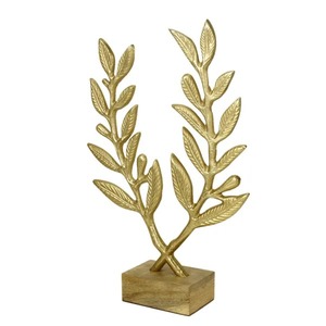 Escultura Moderna de Aluminio Abstracta Dorada, Decoración Artística de Mesa con Base de Mármol para Sala de Estar u Oficina - Product Image 4
