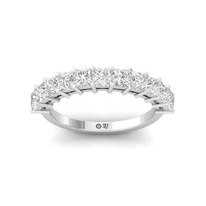Luxury Princess Cut Lab Grown Diamond Half <b>Eternity</b> <b>Ring</b> in 925 <b>Sterling</b> <b>Silver</b> with Gold Plated Finish for Women - Product Image 4