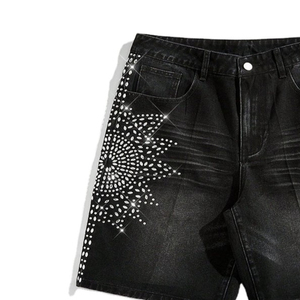 Nouvelle mode OEM à prix abordable pour hommes : Short en toile uni avec strass, style urbain, écologique, respirant, logo/couleurs personnalisables, haute qualité - Product Image 2