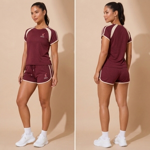 <b>Women</b> Sports <b>Short</b> Set Moisture Wicking Fabric Lightweight Top Matching <b>Shorts</b> Flexible Athletic Fit Training Apparel OEM - Product Image 4