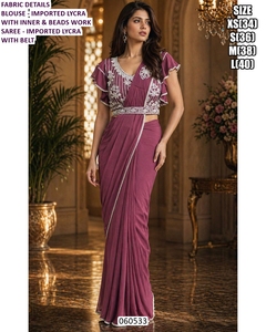 Sari traditionnel Midnight Grace pour les fêtes, avec propriétés anti-humidité et anti-plis - Product Image 4