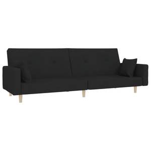 Canapé-lit 2 places en tissu noir 100% polyester, bois et plastique, taille pour une assise confortable - Product Image 2