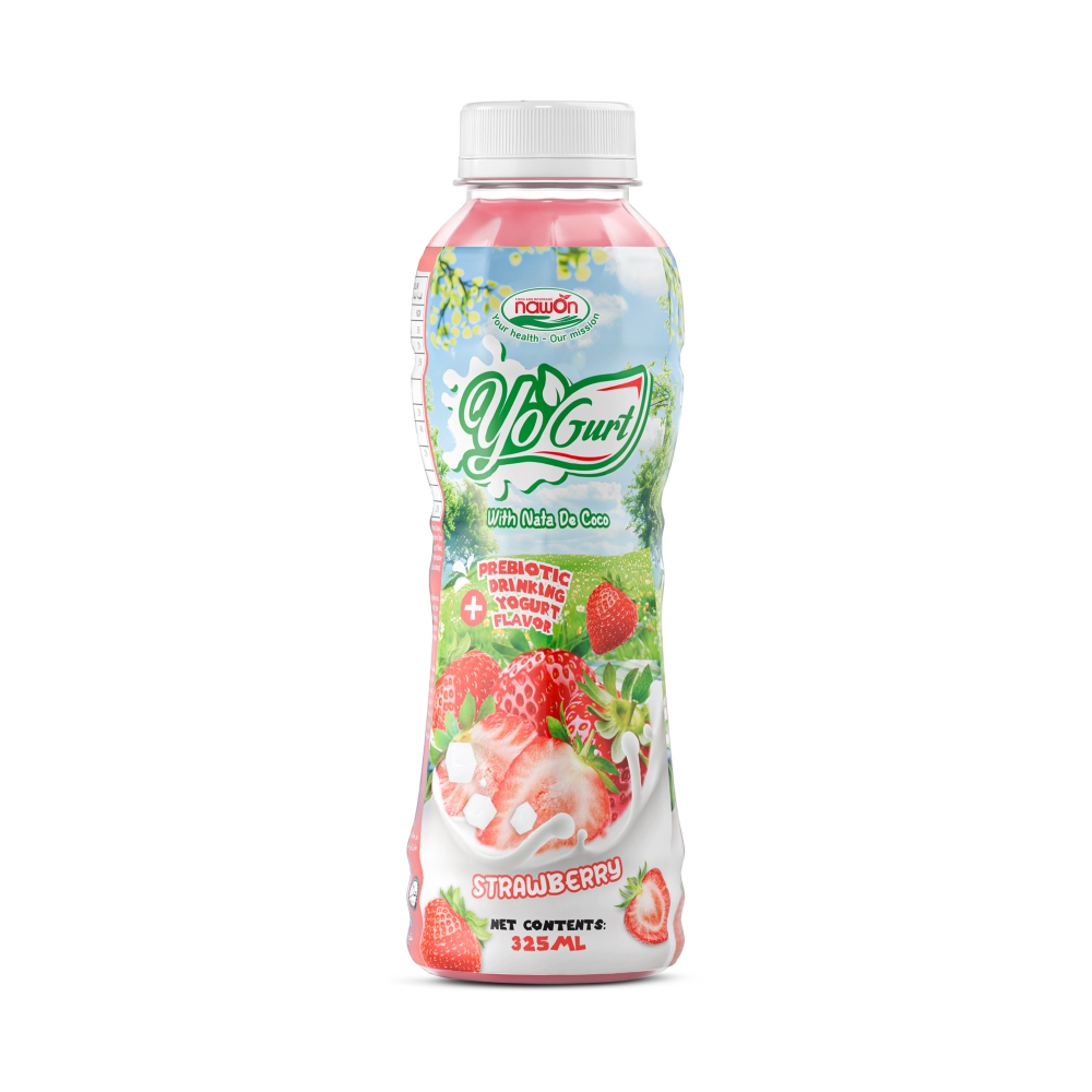 Лучшая дегустация, фруктовый вкус йогурта с Nata De Coco 325 мл, бутылка для домашних животных, оптовая цена, поставщик напитков Nawon