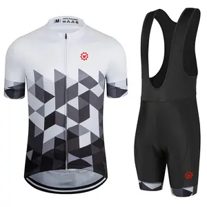 Cheap Mens Cycling Sublimation Jersey Sets Road Bike Shorts Sleeves Jerseys Bib Short Padded Cycling Cloth Sport Wear Apparel