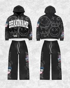Unisex Streetwear Tracksuit Full <b>Zip</b> Hoodie Pants Set Sublimation Print Breathable Polyester Autumn Wear - Product Image 1