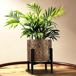 Harvest Land Plant <b>Pots</b> with Stand, Set of 2 <b>Large</b> Modern Planters Metal Tall Handmade Flower <b>Pots</b> with Drainage Holes Planter - Product Image 2