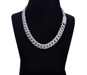 Men's Rhodium Plated Stainless Steel Moissanite AAAA Luxury Rope <b>Chain</b> <b>Iced</b> <b>Out</b> Hip Hop Necklace Everyday Wear - Product Image 1