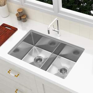 Cuenco doble de acero inoxidable hecho a mano, resistente a la oxidación, características reductoras de ruido para cocinas de alto tráfico, cuenco individual - Product Image 5