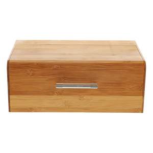 Boîte à pain en acier inoxydable avec design imitation bois, boîte à pain vintage en métal pour comptoir de cuisine, grand bac de rangement pour pain - Product Image 6