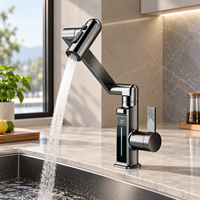 Robinet mitigeur de lavabo à affichage numérique avec bras mécanique rotatif pour les acheteurs et importateurs de projets hôteliers et d'appartements