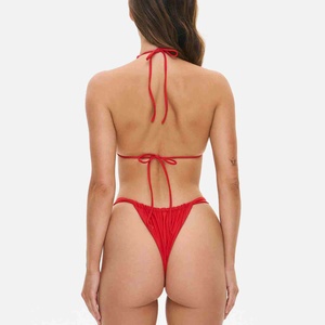 New Custom Women 2 Piece <b>Bikini</b> <b>Set</b> Beach <b>Bikini</b> Solid Pattern High Waist Belt Sexy Spandex/Polyester Swim Beachwear <b>Bikini</b> <b>Set</b> - Product Image 2