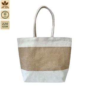 Laminated Jute Cotton Blend <b>Beach</b> <b>Tote</b> <b>Bag</b> <b>Beach</b> Travel 46x35x15 cm Custom Logo Wholesale OEM Private Label Model SPL168 - Product Image 1