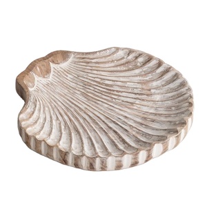 ถาดไม้รูปหอยพร้อมถาดไม้มะม่วงผิวเรียบสีขาวสำหรับห้องครัวห้องรับประทานอาหารหรือห้องนั่งเล่นของตกแต่งบ้าน - Product Image 1
