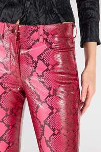 Pantalon en cuir imprimé serpent pour femmes grandes tailles, coupe large, longueur intégrale, tenue de scène, personnalisable OEM - Product Image 3