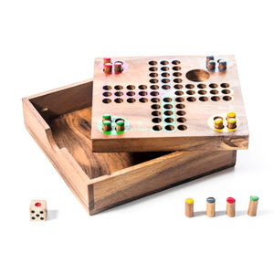 Juego de Mesa Ludo de Madera Hecho a Mano con Caja de Almacenamiento, Juego de Mesa Familiar Clásico |   Ludo de Madera Ecológico para Niños y Adultos - Product Image 4