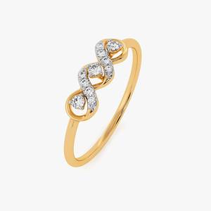 Yellow Gold <b>Diamond</b> <b>Ring</b> With Infinity Design Round Brilliant Cut Natural <b>Diamonds</b> Women's Romantic Engagement <b>Ring</b> - Product Image 2