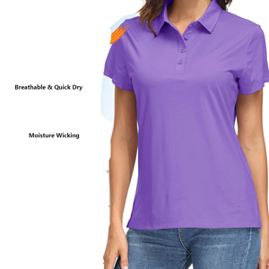 Polo respirant pour femme, coupe classique, logo personnalisé imprimé, polo de golf à manches courtes, coupe ajustée, pour usage extérieur. - Product Image 3