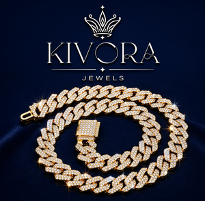 เครื่องประดับสไตล์แร็ปเปอร์เงินแท้ 925 ของ KIVORA ผ่านการทดสอบเพชร เงินสเตอร์ลิง 925 ชุบทอง ได้รับการรับรองจาก IGI เพชรโมอิสซาไนต์ VVS - Product Image 1