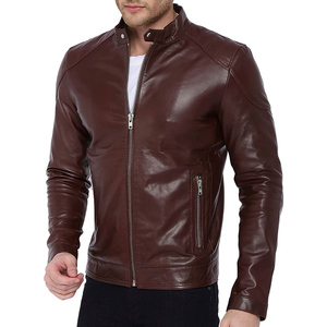 Veste en cuir pour homme de qualité supérieure, coupe ajustée, en cuir de vachette, veste de moto pour l'hiver, veste bomber pour l'automne - Product Image 4