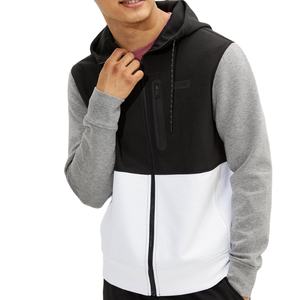 Sudadera con capucha de bloque de color con cremallera para hombre con estampado personalizado de alta calidad 100% algodón técnica bordada de invierno - Product Image 1