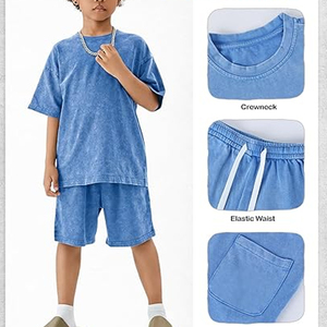 Men Daily Wear Summer T-Shirt Shorts <b>Set</b> Terry Fabric Casual Loose Fit Matching <b>Set</b> Customized Color - Product Image 2