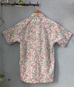 เสื้อเชิ้ตแขนสั้นผู้ชายพิมพ์ลายดอกไม้ผ้าฝ้ายลำลองคอปกแบบพับได้ระบายอากาศได้ดีสวมใส่ในฤดูร้อน - Product Image 6