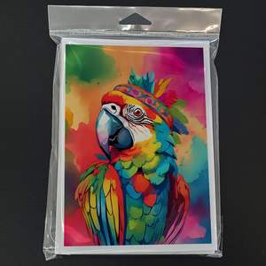 Whimsical A7 Tamaño 5x7 Nuevo Hippie Animal Parrot Tarjetas de notas en blanco Paquete de 8 con sobres Tarjetas de felicitación - Product Image 3