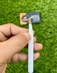 Pinzas de extensión de pestañas de Etiqueta Privada, accesorios con logotipo personalizado, punta de Plasma dorada, pinzas para pestañas con agarre de diamante - Product Image 4