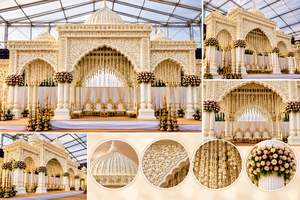 Mandap de Boda Hindú Exclusivo con Domo de Oro Blanco, Estilo Moderno, para Grandes Ceremonias en EE. UU. - Product Image 2
