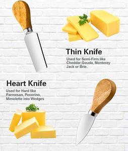 Couteaux à fromage élégants avec manche en bois Trancheuse en acier inoxydable Ustensiles de coupe de beurre Outils Accessoires de cuisine de qualité supérieure - Product Image 6