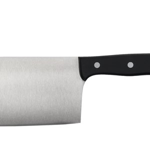 Cuchillos profesionales chinos tipo cleaver de acero inoxidable con hoja ancha rectangular afilada y mango negro con triple remache para verduras - Product Image 3