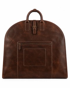 Sac de transport pour costume en cuir véritable fait main par un artisan, robuste, avec fermeture éclair, décontracté, simple, pour les voyages d'affaires - Product Image 5