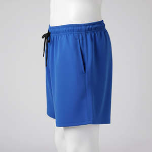 Shorts confortables à taille élastique et taille haute, shorts de plage personnalisés pour l'été, couleur unie, shorts de bain 100% coton avec logo, shorts pour hommes. - Product Image 2