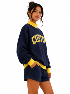 Sweat-shirt à col montant surdimensionné personnalisé OEM, 100% coton, léger, respirant, impression personnalisée, pull-over - Product Image 2