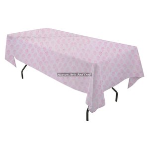 Nappe de table rectangulaire traditionnelle en coton imprimé à la main pour les mariages, les événements, les fêtes à domicile et la décoration intérieure - Product Image 5
