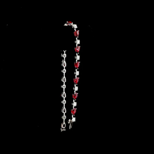Classic 925 Silver Heart <b>Ruby</b> <b>Bracelet</b> Chain Link Women's Wedding Jewelry - Product Image 2