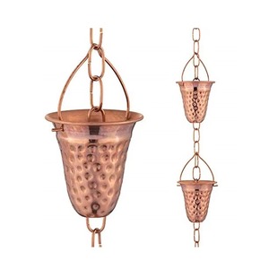 Ornement de jardin suspendu en métal : Chaîne de pluie en cuivre fabuleuse qui ajoute une touche luxueuse et artistique aux maisons et aux villas - Product Image 4
