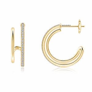 Pendientes de Aro Abierto con Diamantes Redondos Cultivados en Laboratorio en Oro de 10K, 14K, 18K y Plata 925, 935 - Product Image 4