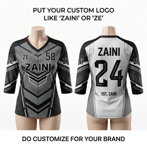 Maillot de football américain pour femme en polyester interlock premium 280 GSM, violet, noir, blanc, avec logo personnalisé imprimé par sublimation - Product Image 1