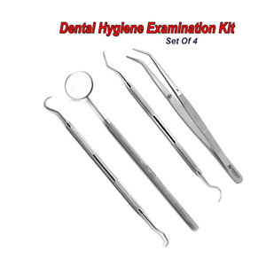 Kit dentaire manuel de qualité avec sonde à pointe fine, poignées ergonomiques texturées, miroir réutilisable et écologique pour les soins bucco-dentaires personnels - Product Image 1