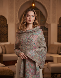 Chal Largo de Invierno 100% Pashmina para Mujer, Ecológico, con Bordado Floral/Geométrico, Transpirable y Duradero - Product Image 1