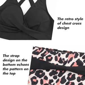 Ensemble de bikini le plus vendu, haut torsadé à col en V profond, bas à taille haute imprimé léopard, maillot de bain deux pièces, tenue de plage - Product Image 4