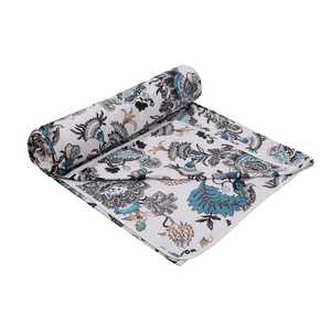 Trendy Indian Traditional Hand Block Printed Soft Organic Cotton Voile Throw <b>Blanket</b> Twin Size Dohar Newest Bulk Supply - Product Image 1
