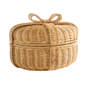 Panier en rotin artisanal décoratif avec couvercle, panier en osier écologique, panier mignon pour la maison, le salon, en provenance du Vietnam - Product Image 1