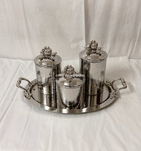 Elegante Juego de Tarros de Almacenamiento Dorados para Cocina con Bandeja Ovalada, Recipientes Decorativos Herméticos para Especias, Té y Café - Product Image 5